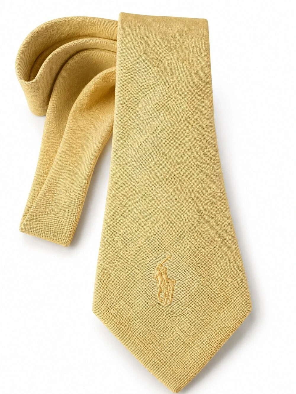 Polo Ralph Lauren 80s 90s Yellow Linen Tie Made USA 4